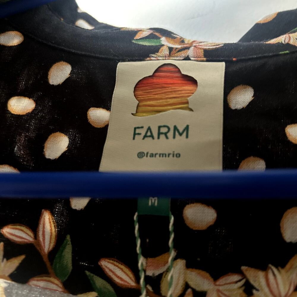 Farm Rio Cocoa Paradise Linen Blend Blouse NWT Size M - Picture 6 of 7